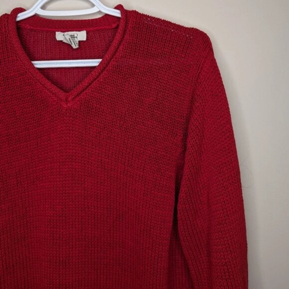 Vintage Northern Reflections Red  Knit 3 4 Sleeve V Neck Sweater Top Women Large - Picture 4 of 8